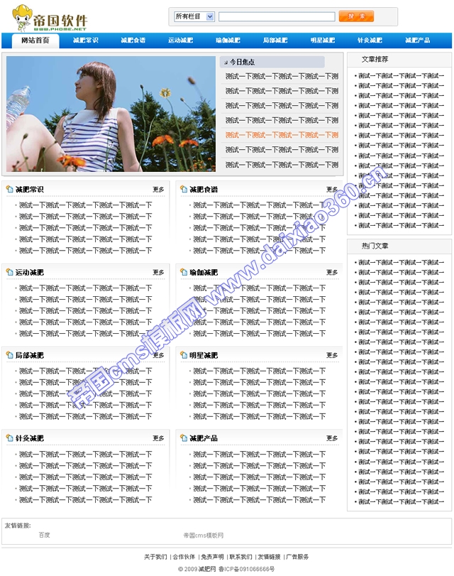 帝国新闻文章简洁cms模版