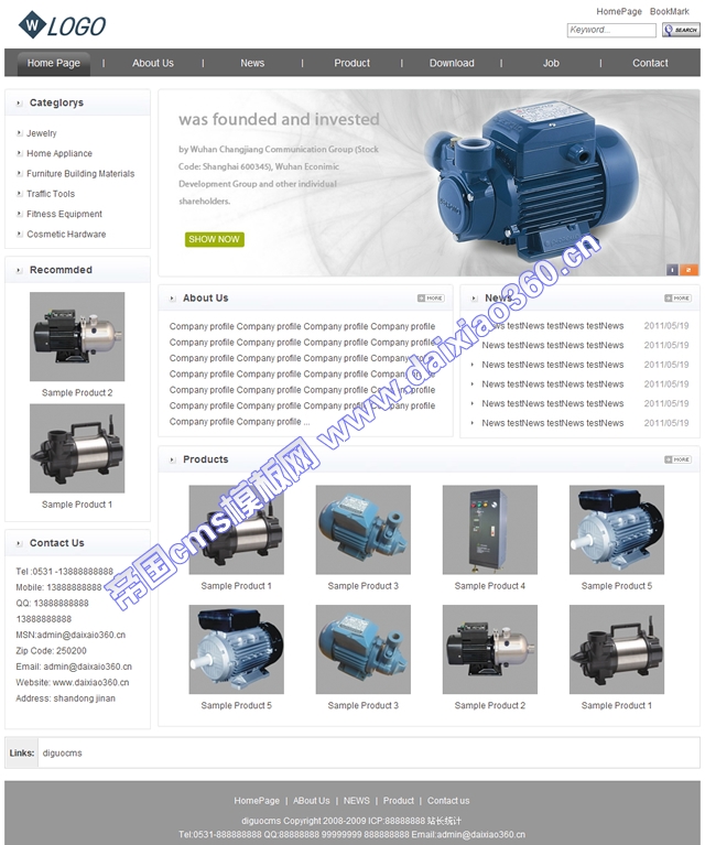 帝国cms通用灰白色外贸英文企业网站